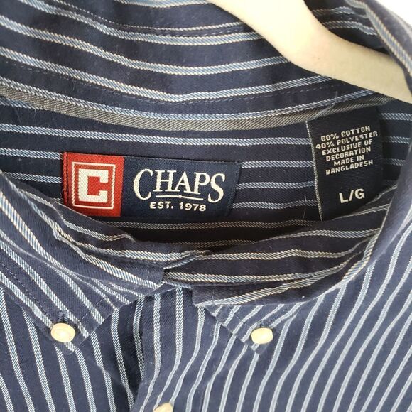 Chaps Striped Long Sleeve Shirt Size L - Picture 4 of 4
